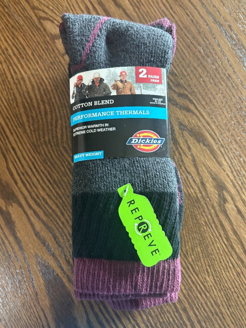 Dickies Men's Heavy Weight Crew Length Performance Thermal Socks 2 Pairs, NIP